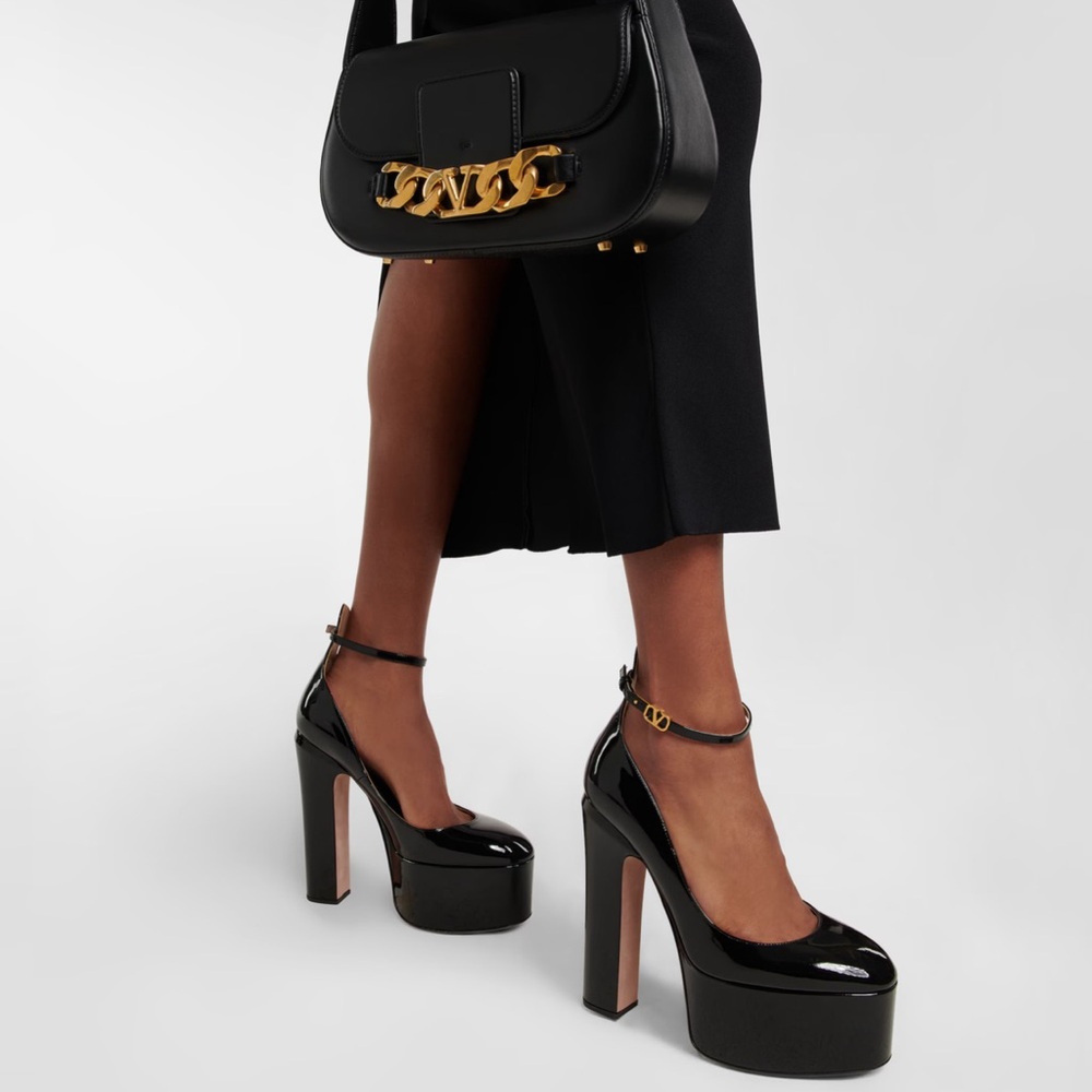 Valentino Garavani Black Patent Platform Heels - Picture 7 of 8